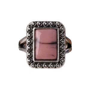 Pink Marble Resin Stone Silver Antique Style